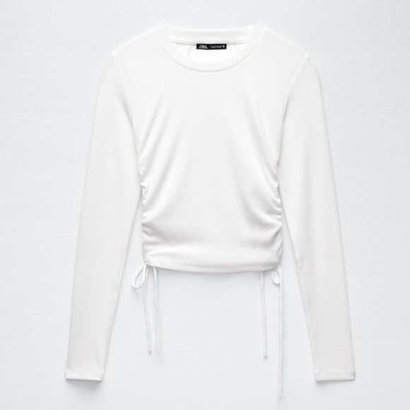 Zara ruched long sleeves white top - Picture 5 of 6